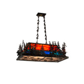 Rustic Moose At Dusk 35"L Oblong Pendant with Diffuser - Meyda 177434