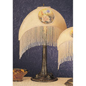 Victorian Reverse Painted Roses Fabric With Fringe Accent Lamp - Meyda 18916
