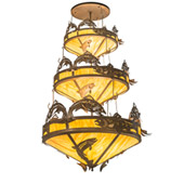 Rustic Catch Of The Day 58" Wide Trout 3 Tier Chandelier - Meyda 195815