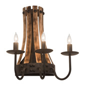 Rustic Barrel Stave 14" Wide Wall Sconce - Meyda 215959