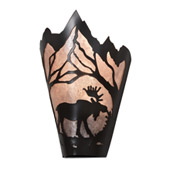 Rustic Moose At Dawn 8" Wide Right Wall Sconce - Meyda 217009