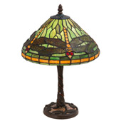 Tiffany Dragonfly 17" High W/Twisted Fly Mosaic Base Table Lamp - Meyda 220523