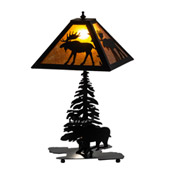 Rustic Lone Moose 21" High Table Lamp - Meyda 228788