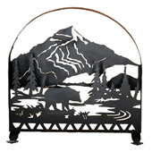 Rustic Bear Creek Arched Fireplace Screen - Meyda 23434