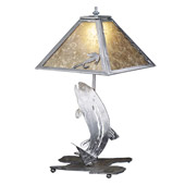 Rustic Fly Fishing Trout Table Lamp - Meyda Tiffany 24231