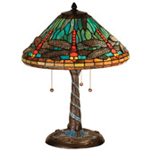 Tiffany Dragonfly W/ Twisted Fly Mosaic Base Table Lamp - Meyda 26682
