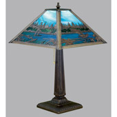 Rustic Fly Fishing Creek Table Lamp - Meyda 26760
