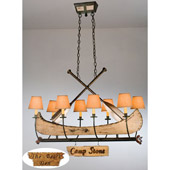 Rustic Personalized Canoe Eight Light Oval Chandelier - Meyda 26977