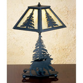 Rustic Pine Tree and Elk Table Lamp - Meyda Tiffany 27105