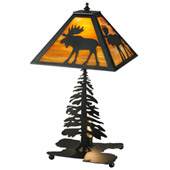 Rustic Lone Moose Table Lamp - Meyda 27293