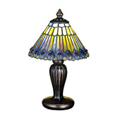 Tiffany Jeweled Peacock Mini Lamp - Meyda 27560