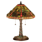 Tiffany Dragonfly W/ Twisted Fly Mosaic Base Table Lamp - Meyda 27812