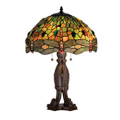 Tiffany Hanginghead Dragonfly 24.5"H Table Lamp - Meyda 28527