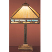 Craftsman/Mission Sailboat & Lighthouses Table Lamp - Meyda Tiffany 31297