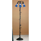 Victorian Pond Lily Blue Floor Lamp - Meyda 31333