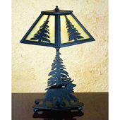 Rustic Pine Tree and Elk Table Lamp - Meyda Tiffany 31396