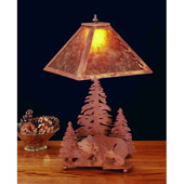 Rustic Grizzly Bear Through The Trees Table Lamp - Meyda 32553