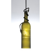 Casual Tuscan Vineyard Etched Grapes Wine Bottle Mini Pendant - Meyda 32702