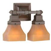 Craftsman/Mission Bungalow Frosted Amber Wall Sconce - Meyda 50361