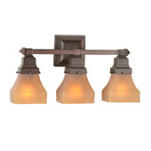 Craftsman/Mission Bungalow Frosted Amber Vanity Light - Meyda 50362