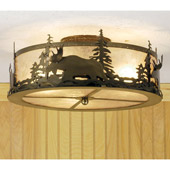 Rustic Moose At Dusk Flush Mount Ceiling Fixture - Meyda 51095