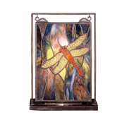 Tiffany Dragonfly Lighted Mini Tabletop Window - Meyda Tiffany 56831