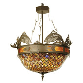 Rustic Catch Of The Day Fishscale Inverted Pendant - Meyda 65857