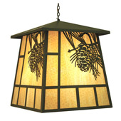 Rustic Stillwater Winter Pine Lantern Pendant - Meyda 70142