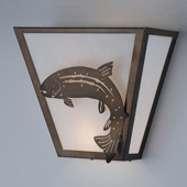 Rustic Leaping Trout Wall Sconce - Meyda 81981