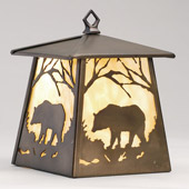 Rustic Bear Lantern Hanging Lamp - Meyda Tiffany 82639