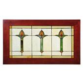 Craftsman/Mission Arts & Crafts Bud Trio Wood Frame Stained Glass Window - Meyda 97961