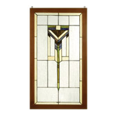 Tiffany Prairie Wood Frame Stained Glass Window - Meyda 98099