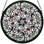 Tiffany Dragonfly Swirl Medallion Stained Glass Window - Meyda 98951