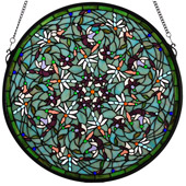 Tiffany Dragonfly Swirl Medallion Stained Glass Window - Meyda 98956