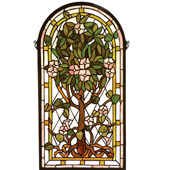 Tiffany Tree Of Life Arched Stained Glass Window - Meyda 99049