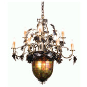 Rustic Acorn & Oak Leaves Nine Light Chandelier - Meyda Tiffany 99238