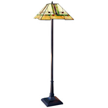 Paul Sahlin Tiffany 1551 Small Squares Banner Green Accented Floor Lamp