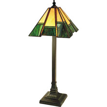 Paul Sahlin Tiffany 799 Green Bordered Buffet Table Lamp