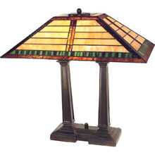 Paul Sahlin Tiffany 992 Horiztonal Line Pattern Desk Table Lamp