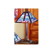 Craftsman/Mission Horizontal Line Pattern Buffet Lamp - Paul Sahlin Tiffany 970