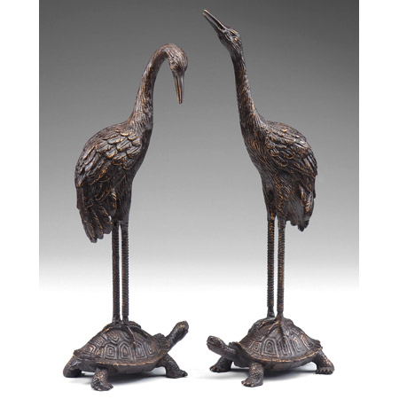 Wildwood 292160 Turtles And Cranes Sculptures (Pair)