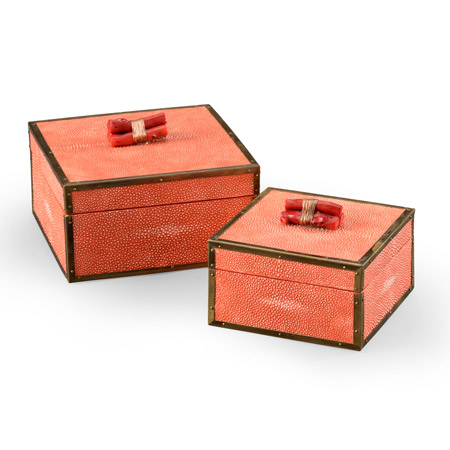 Wildwood 300888 Coral Boxes (Set of 2) - Red