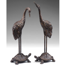 Wildwood 292160 Turtles And Cranes Sculptures (Pair)
