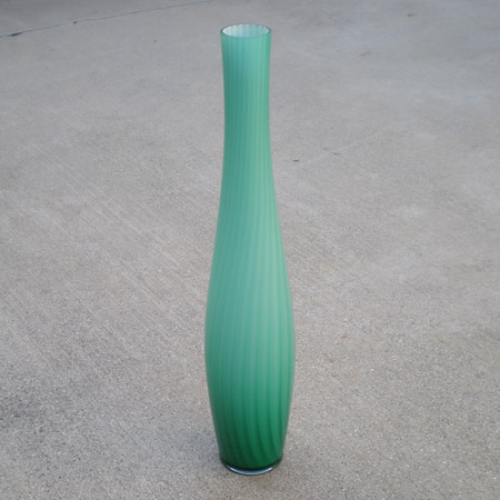 Blown Glass Green Color Oval Vase